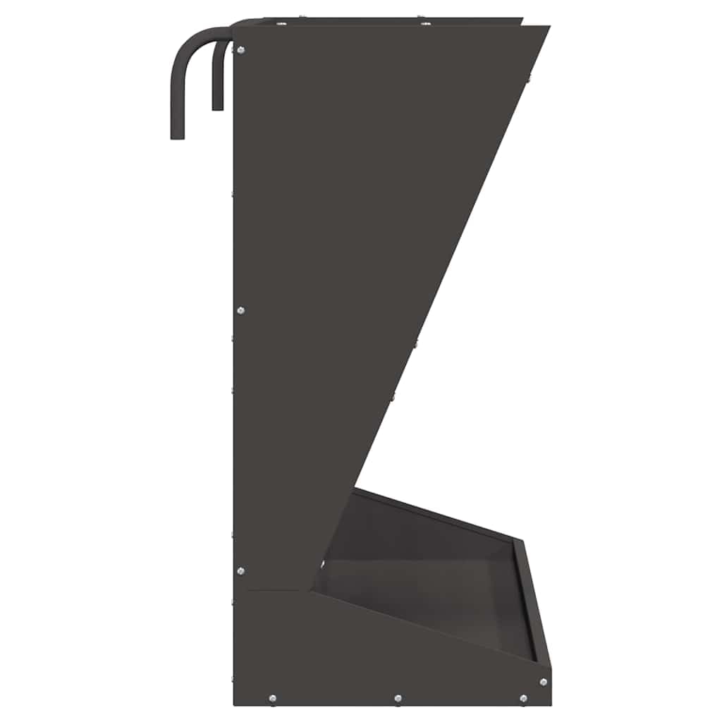 Heu Futterspender aus kaltgewalztem Stahl schwarz 71 x 33 x 70 cm mit 5 kg Kapazität wetterfest für Innen Außenbereich mit Aufhängemechanismus und Tablett ideal für Haustiere und Kleintiere