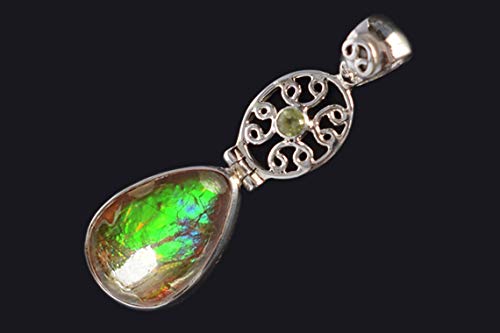 Pendentif ammolite vert pour femme en argent, le cadeau idéal et symbolique - 5