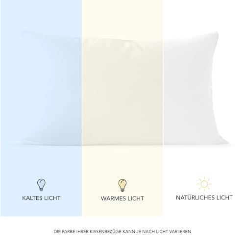 Dreamzie Kissenbezug 40 x 80 (Set mit 2) - 100% Jersey Baumwolle 150 g/qm Kissenbezüge -Weiß - Für Kissen 40 x 80 cm - Kissenhülle - Kissenbezug - Resistent und Hypoallergen 5