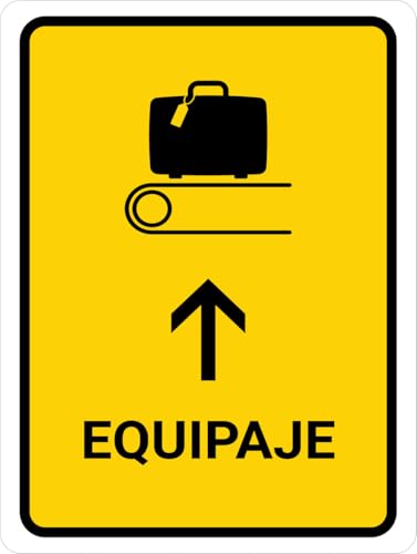 Trash Up Arrow Guide Yellow Spanish Portrait Wall Sign 8x12 Inch Metal Public Waste Direction Sign Airport Mall Indoor