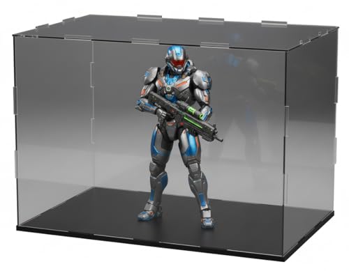 Image of RAPAL Clear Acrylic Display Case, 10 x 8 x 8 inch Self Assemble Small Display Box Stand with Black Base, Dustproof Protection Showcase for Collectibles Memorabilia Figurines