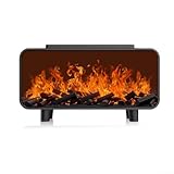 Lecreatekit Difusor de Aromaterapia de Chimenea Simulada, Difusor de Aceite Esencial con Diseño de Chimenea con 7 Modos de Luz LED, Humidificador Silencioso con Apagado Automático (Negro)