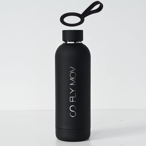 Termo de acero inoxidable con tapa rosca y aislamiento al vacío Negro - 500ml - acabado de goma mate - libre de BPA - funcional y elegante.