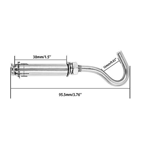 Image of Concrete Wall Hook, 304 Stainless Steel Expansion Hook,Concrete Hook,Open Cup Hook, Heavy Duty Hooks Expansion Bolts for Concrete Brick Wall 5 Pack M6