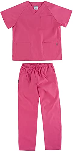 Teamwork Workteam Uniforme Sanitario o Conjunto Sanitario, con elástico y cordón en la Cintura, Casaca y Pantalon Unisex Rosa Fucsia L