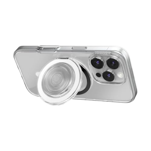 Image of PopSockets Kick-Out Grip for MagSafe, Phone Grip with Built-in Phone Stand, Adjustable Kickstand for Portrait or Landscape, Strong Magnetic Hold, Wireless Charging Compatible - Clear
