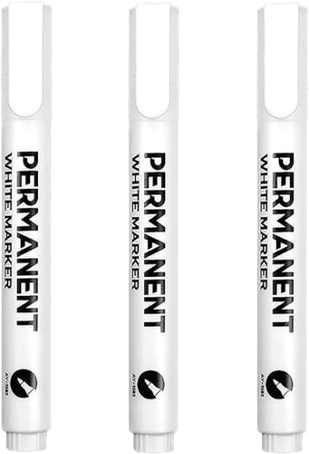 Yatrosynth 3 Marqueurs Blancs Permanent, Largeur de Trait 2 mm, Marqueurs Permanents pour Peinture sur Tissu, pour Pneu, Galets, Céramique, Toile Verre, Metal, Textile Indelebile