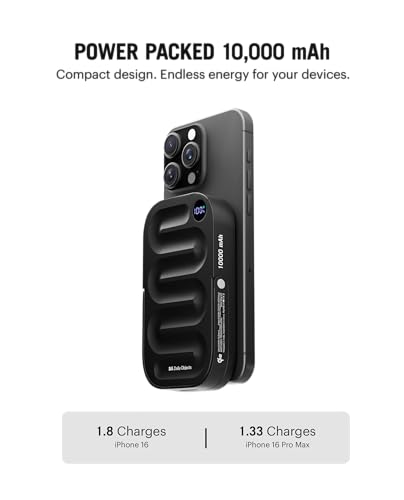Image of DailyObjects Loop Qi2-Certified 10000 mAh Fast Charging MagSafe-Compatible Wireless Aluminium Power Bank - Black Compatible with iPhone 16, 15,14,13,12 Series | Multi-Layer chipset for Protection