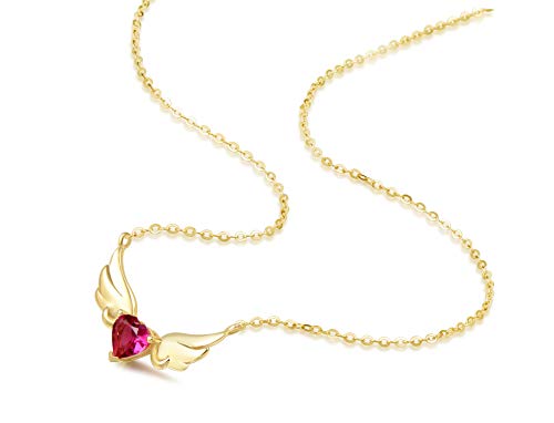 Agvana 14K Solid Gold Genuine Garnet Angel Wings Heart Dainty Pendant Necklace Christmas Gifts For Women Fine Jewelry Promise Anniversary Birthday Gifts For Women Girls Mom Wife Lady Her Yourself #TOP4