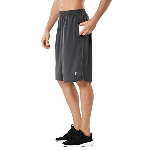 Devoropa Men's Athletic Basketball Shorts Loose-Fit Performance Sports Workout Shorts Zipper Pockets Gray Xxl #TOP2