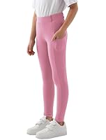MoFiz Kinder Reithose Mädchen Vollbesatz mit Silikon Kinder Reitleggings mit Reißverschlusstasche Rosa 140-158