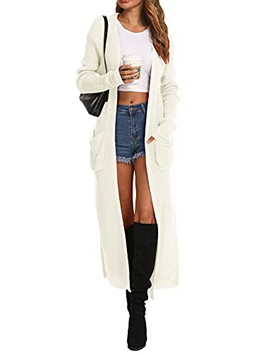Image of Womens Casual Long Sleeve Split Open Cardigan Knit Long Cardigan Sweaters with Pockets Fall Fashion 2024