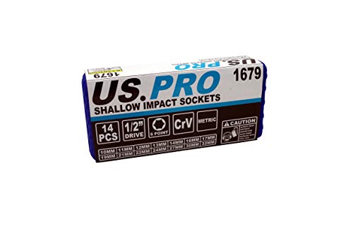 14-teiliges Stecknuss-Set US PRO 1679 für Schlagschrauber