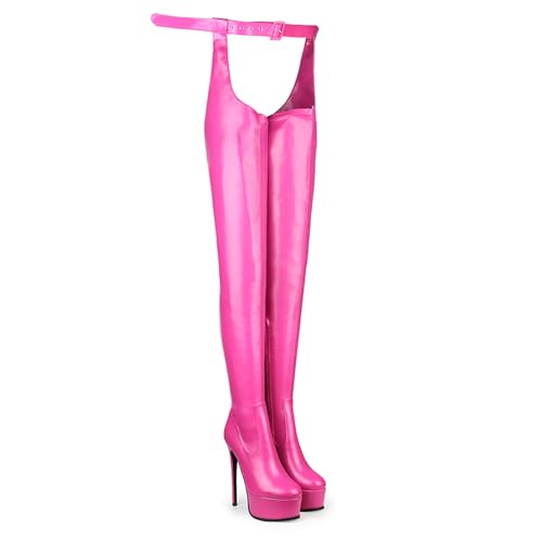 Over The Knee High Boots Stiletto Heel Black Platform Thigh High Boots For Women Lace Up Zipper Boots For Cosplay Custume