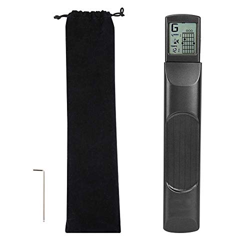 Alomejor Mini Guitare de Poche, 6 Cordes avec Métronome, Formateur d'Accords avec Écran Rotatif, Outil d'Exercice pour Débutants