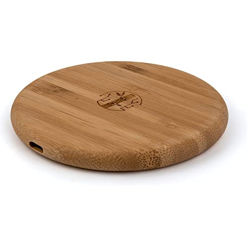 Chargeur à Induction en Bois, Compatible iPhone Samsung Galaxy Huawei Xiaomi, Station de Chargement sans Fil 10W en Bambou, Protection Qi, Connexion USB C, Détection Automatique avec indicateur LED Cover