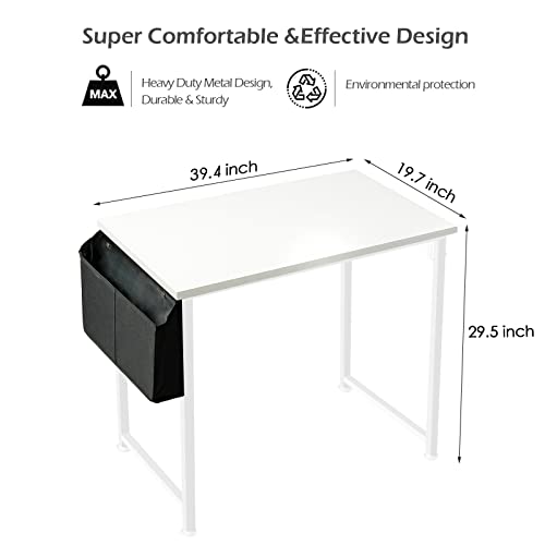 Lufeiya White Computer Desk For Bedroom - 40 Inch Simple Modern Study Table Kid Girls Student Home Office Writing Desk, White #TOP2