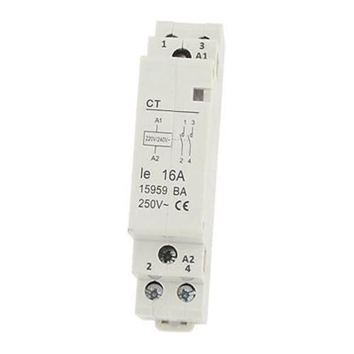 Contactor de CA bifásico CT-16A/2P de carril din de 16 amperios y bobina de 220V/240V