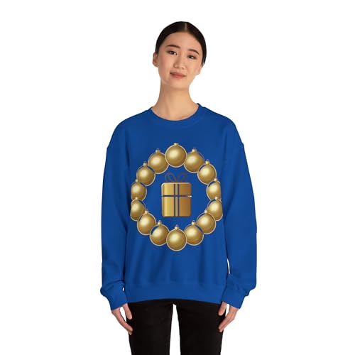 Pull de Noël avec boules de Noël doré - Modèle festif 015