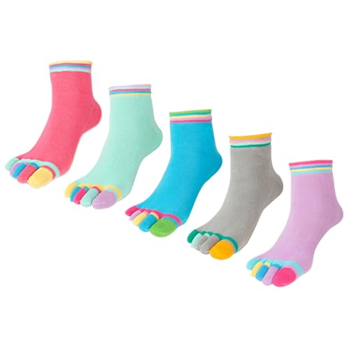 UILYNIU Women's Five Finger Cotton Ankle Socks, UK 4-7