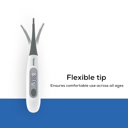 Image of Beurer German Engineering FT 12 Digital Flexi Thermometer for Fever Measurement | Fast & Accurate measurement in C & F | 100% Waterproof Design | For Oral, Underarm & Rectal Use | Fever Measurement in C & F, 100% Waterproof Design, For Oral, Underarm & Rectal Use, For Adults & Babies