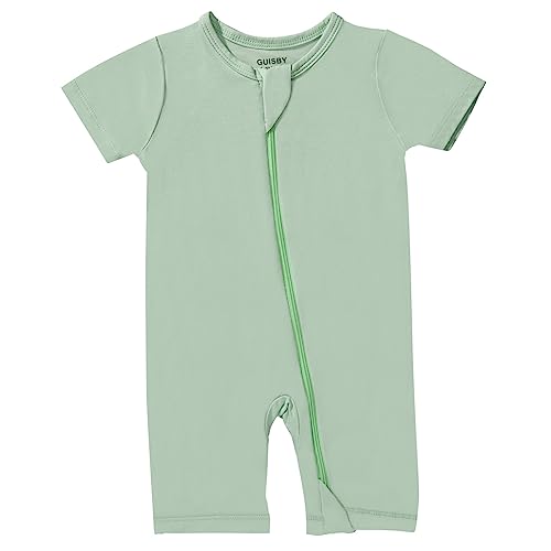 Image of GUISBY Rayon made from bamboo Baby Pajamas Short Sleeve Footless Rompers 2 Way Zipper Sleeper for Baby