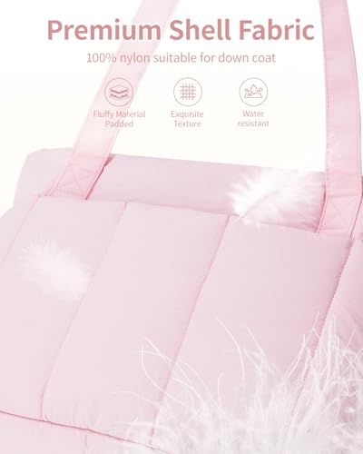 Image of Narwey Puffer Tote Bag for Women Girl, Puffy Travel Gym Shoulder Handbag