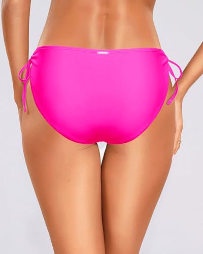 Image of Zmart String Tie Side Bikini Bottoms - Women Full Coverage Swimsuit Bottom Mid Rise Mid Waist Swim Bathing Suit Bottom