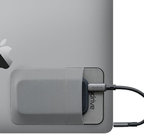 Slipdrive - Portable Hard Drive Sleeve for Laptop - SSD Solid State Drive - Reusable Adhesive - 5” x 3.2” Stick on External Hard Drive Carrying Case - Travel Pocket Pouch (Small, Gray)