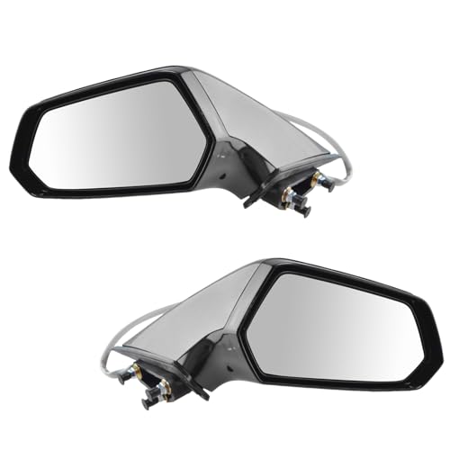TRQ 2 Piece Driver and Passenger Side Mirror Assembly Set Electric Adjustment Heated No Memory Black Compatible with 2010-2015 Chevrolet Camaro GM1320405 GM1321405