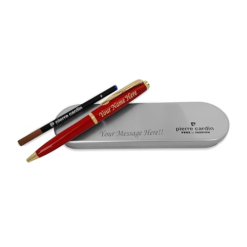 Image of SAVRI Personalized Red Pen with Name Engraved & Custom Message Engraved on Box- Customized Pen Gift for Birthday, Anniversary, Corporate Gifting, Farewell, Valentine, Teacher's Day, New Year Gifts
