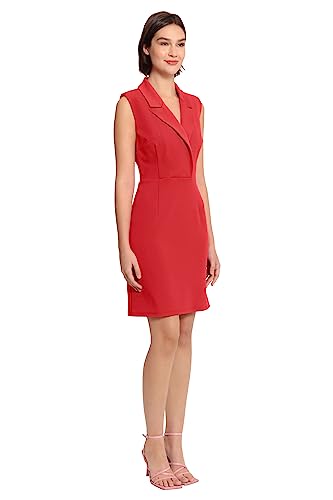 Image of Donna Morgan Women's Lapel Collared Career Sheath Dress Office Workwear Desk to Dinner Event Reception Ceremony