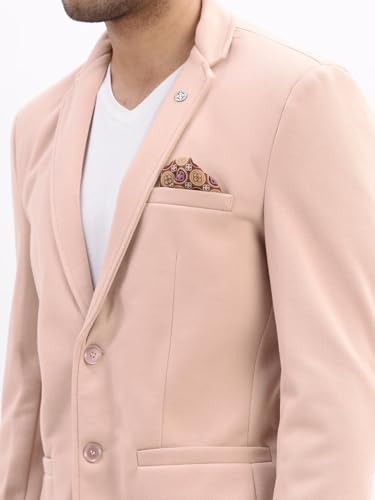 Image of SHOWOFFFF Men Solid Single Breasted Casual Blazer | Notched Lapel Full Sleeves Cotton Blazer for Mens | Slim Fit Regular Length Blazer for Men's