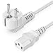 Produktbild deleyCON 1m Kaltgerätekabel Netzkabel Stromkabel Schutzkontakt Stecker Typ F (CEE 7/4) 90° Gewinkelt auf Kaltgerätekupplung C13 Buchse PC Computer Monitor Drucker Beamer - Weiß