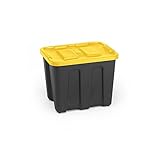 HOMZ 18 Gallon Durabilt LLDPE Heavy Duty Storage Container, Black base, Yellow Lid, 8-Pack