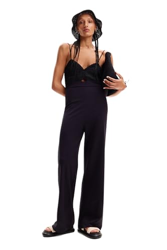 Desigual Tania 24SWPK04 Jumpsuit mit Häkeloberteil, Schwarz, Schwarz , XL