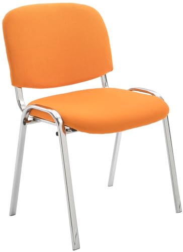 CLP Silla De Conferencia Ken Chrom En Tela I Silla Confidente Apilable I Silla De Oficina Sin Ruedas con Base de Metal I Color:, Color:Naranja