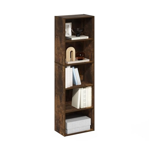 Furinno LUDER Book Shelf, 5-Tier Bookshelf, Bookcase with Open Shelves, 9.4 x 15.8 x 52, Easy...