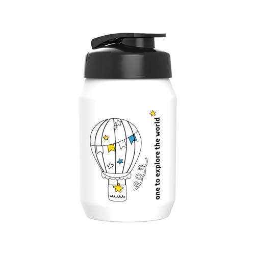 Bobike 8649400002 - Bidón Botella ONE de agua para niños sin BPA con capacidad 450ml y tapón shaker en color Blanco/Negro