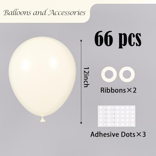 Image of Voircoloria Ivory White Balloons, 66pack 12inch Latex Party Balloons for Wedding, Birthday, Graduation, Bridal Shower, Baby Shower, Gender Reveal, Anniversary, Bachelorette Party Decorations