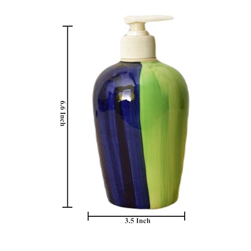 Image of Ceramic Liquid Soap Dispenser, 450 ml, Camo Green | Refillable Pump Bottle for Hand Wash, Lotion, Shampoo & Kitchen Use, 2 Pieces