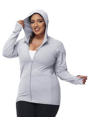 ArmoTex Women's Plus Size UPF50+Sun Protection Hoodie Jacket, Quick-Dry Athletic Shirt for Running, Hiking, Fishing