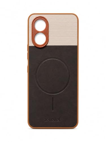 Image of Bintage Dual-Leather 2in1 Phone Case| Soft Touch Finish | Full Camera Protectection Back Cover Compatible for Oppo CPH2591 /Oppo A18 4G - White & Choco Brown