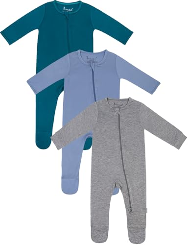 Image of Jimonda Baby Romper Boys Girls Bamboo Pajamas 2-Way Zipper Footed Unisex Zip-Up Sleepers Sleep and Play pjs