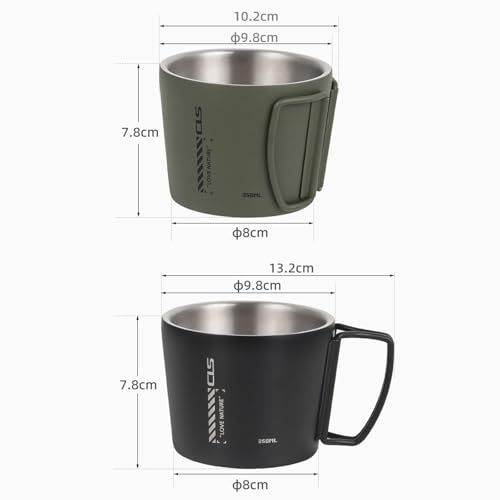 Mug de camping acier inoxydable double paroi anse pliable noir - 2