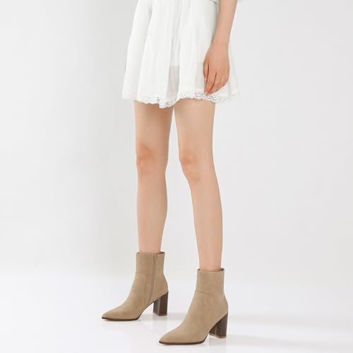 Image of Susanny Sexy High Heels for Women Boots Round Toe Platform Booties Lace Up Suede Side Zipper Ankle Bootie