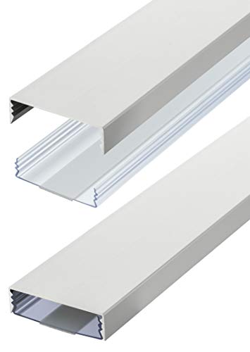 Goulotte de câble en aluminium anodisé mat argenté autocollant 50 mm x 15 mm Alunovo Gaine de câble (longueur : 40 cm)