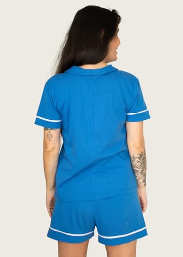 Pijama Algodão Feminino Curto Americano Manga Curta com Botão Botões Verão Adulto indicado Gestante