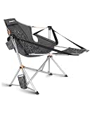 KingCamp Hammock Chair with Footrest β Heavy Duty Swinging Rocking Camping Chairs for Adults up to 400lbs, Folding Portable Oversized Rocker with Cup Holder & Pillow for Outdoor Beach Lawn RV Sports