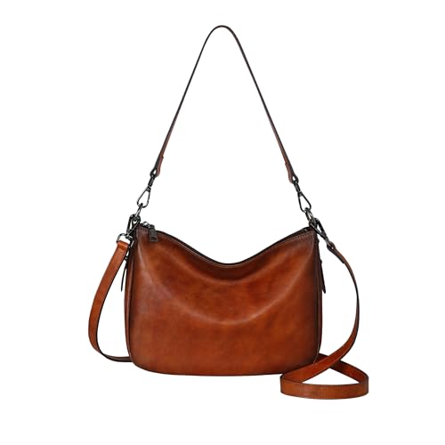 HESHE Leather Purses for Women Crossbody Hobo Shoulder Bag Women’s Handbags with 2 Straps Designer Fashion Satchel Purse